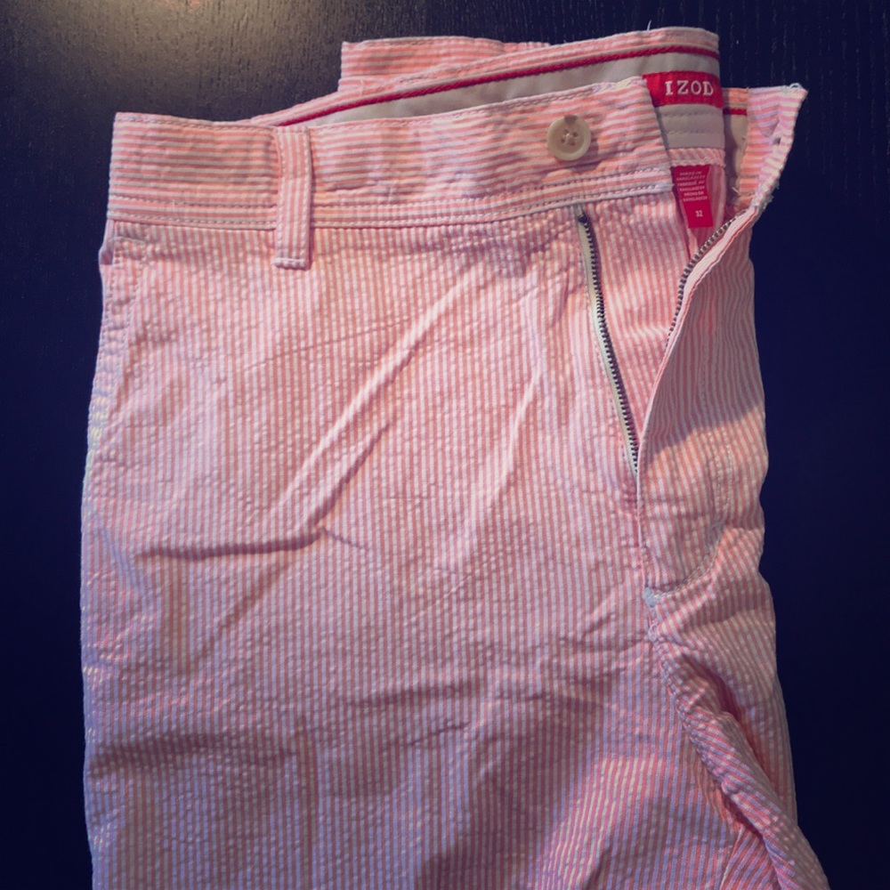 Orange & White Pinstriped Izod Shorts